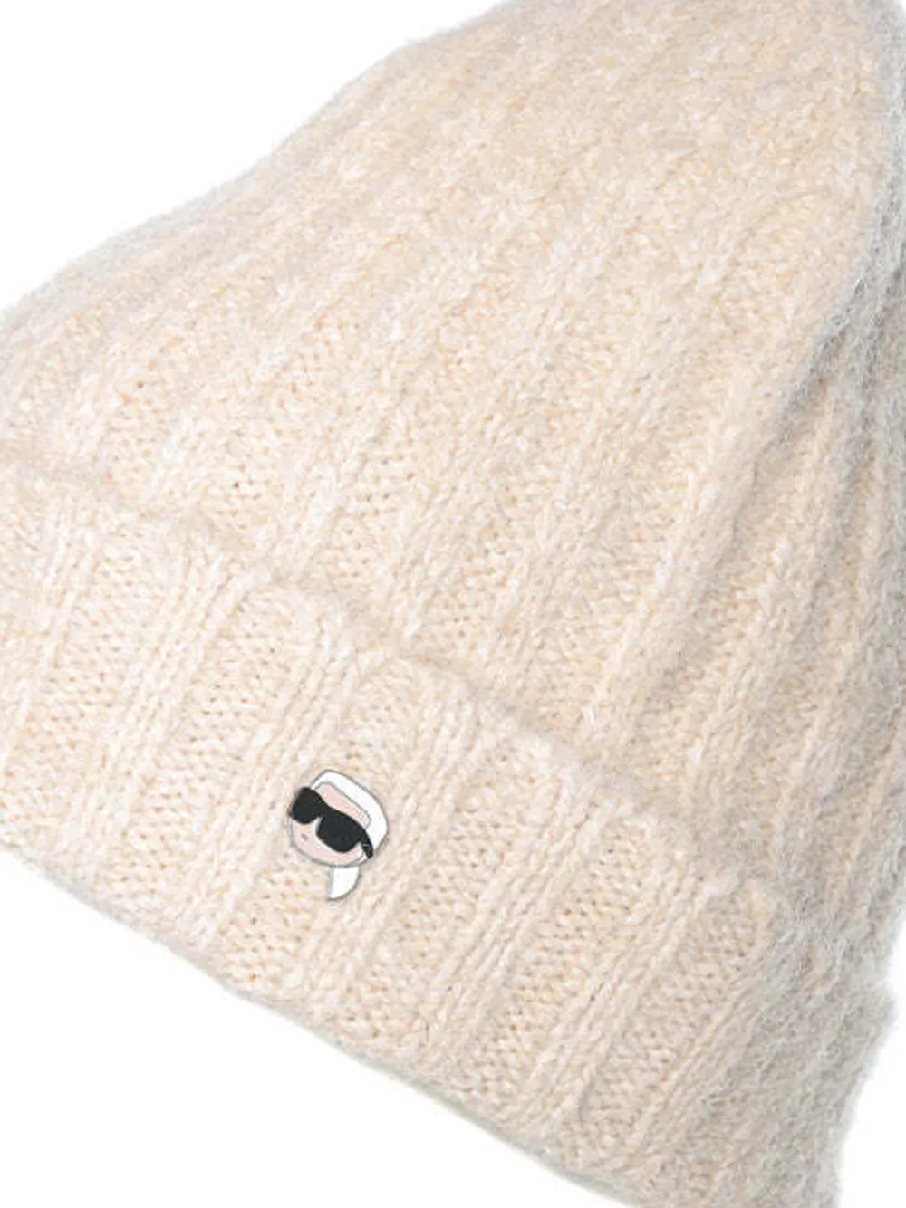 Karl Lagerfeld Ikon ribgebreide muts Beige