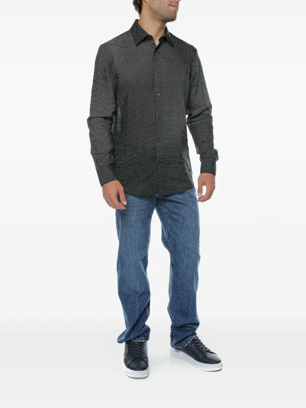 Emporio Armani ブラックロングスリーブシャツ Emporio Armani ロングスリーブ シャツ | ブラック | FARFETCH JP