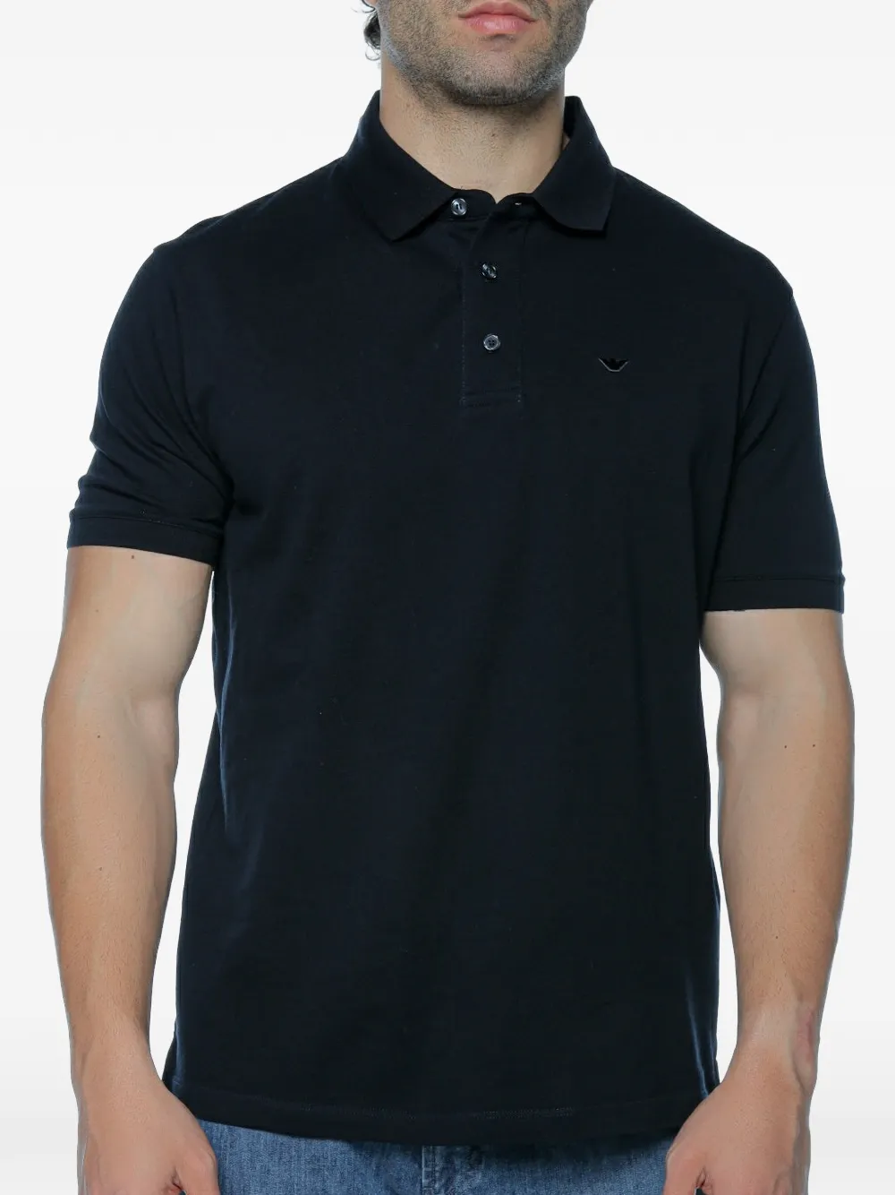 Emporio Armani logo-plaque short-sleeve polo shirt - Blu