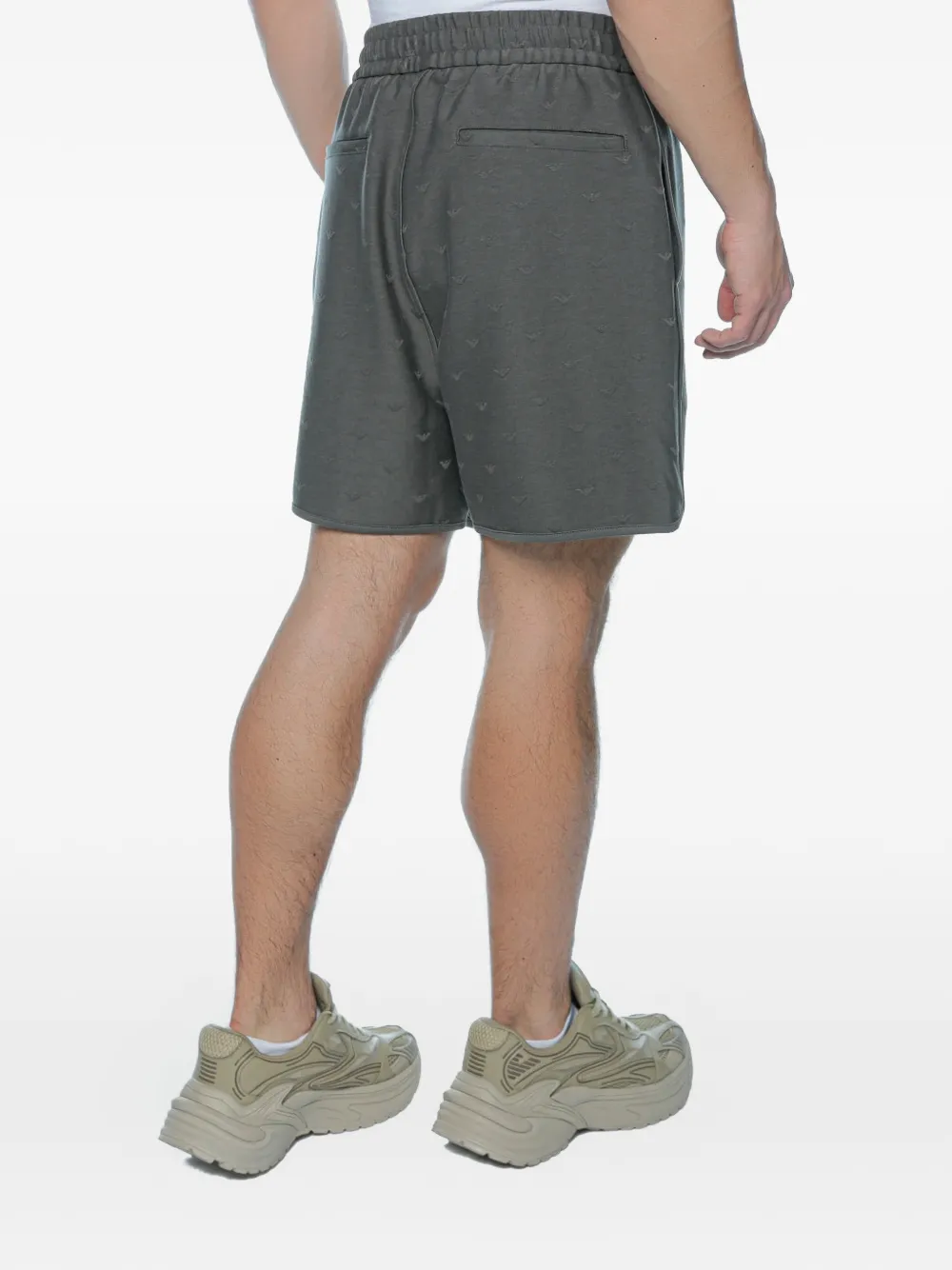 Emporio Armani Trainingsshorts met elastische taille en monogram-print Grijs