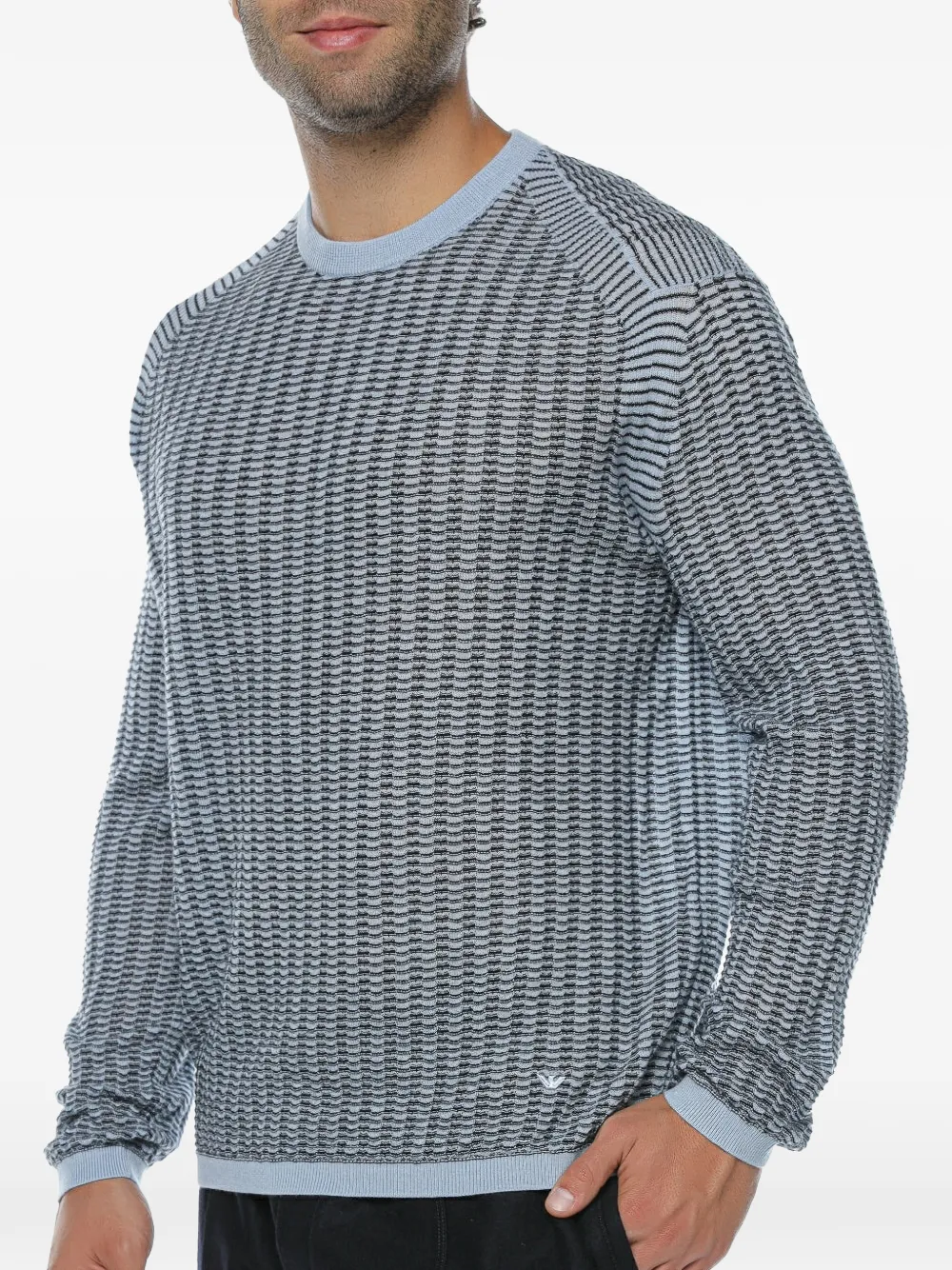 Emporio Armani textured-knit raglan-sleeve sweater - Blu