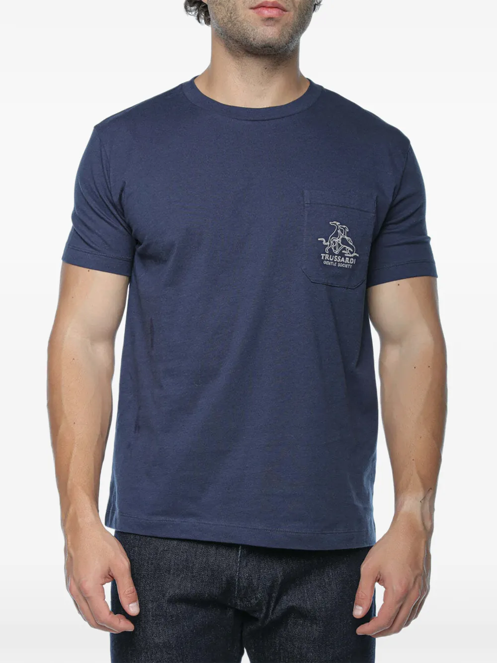 Trussardi embroidered-logo pocket t-shirt - Blu