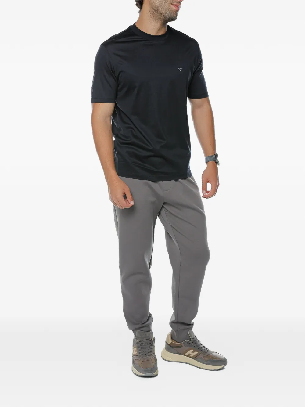 Emporio Armani T-shirt met geborduurd logo Blauw