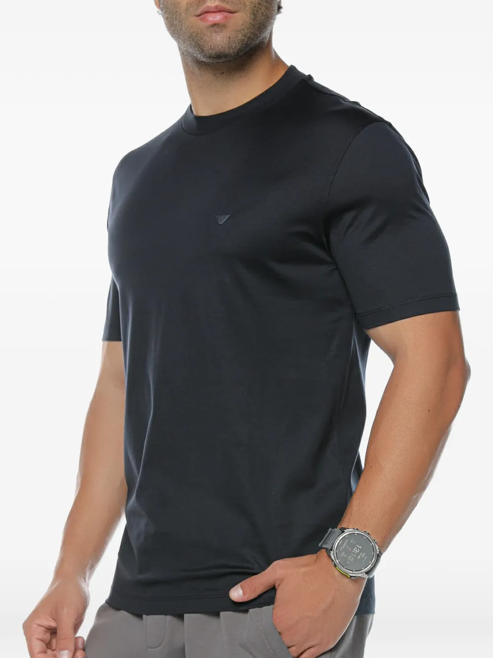 Emporio Armani logo-embroidered T-shirt - Blau