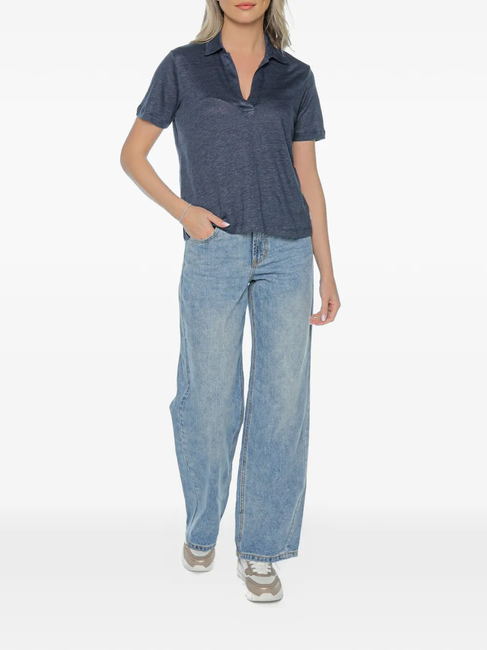 Ecoalf Troms linnen T-shirt Blauw