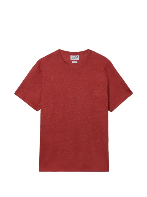 MC2 Saint Barth Ecstasea pure linen T-shirt with logo embroidery