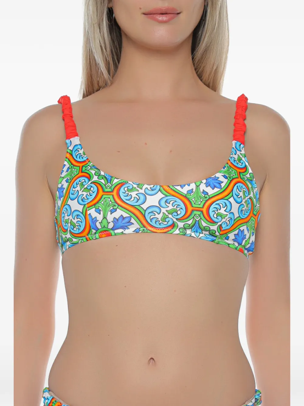MC2 Saint Barth Diamond bikinitop met majolica-print Wit