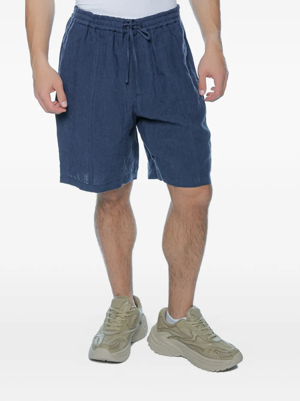 Emporio Armani flax drawstring shorts - Blu
