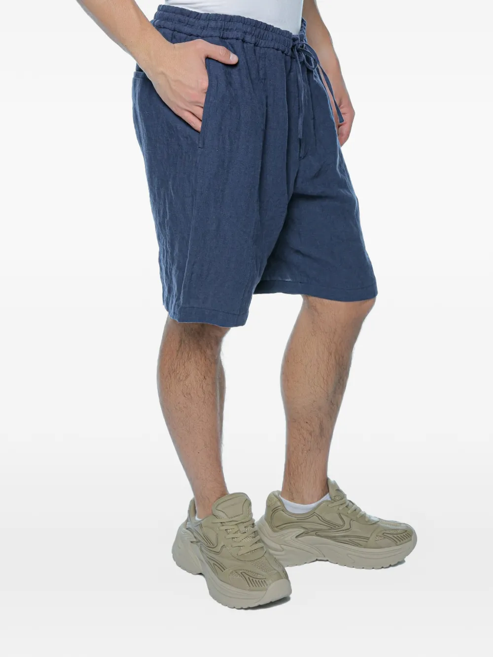 Emporio Armani Flax shorts met trekkoord Blauw