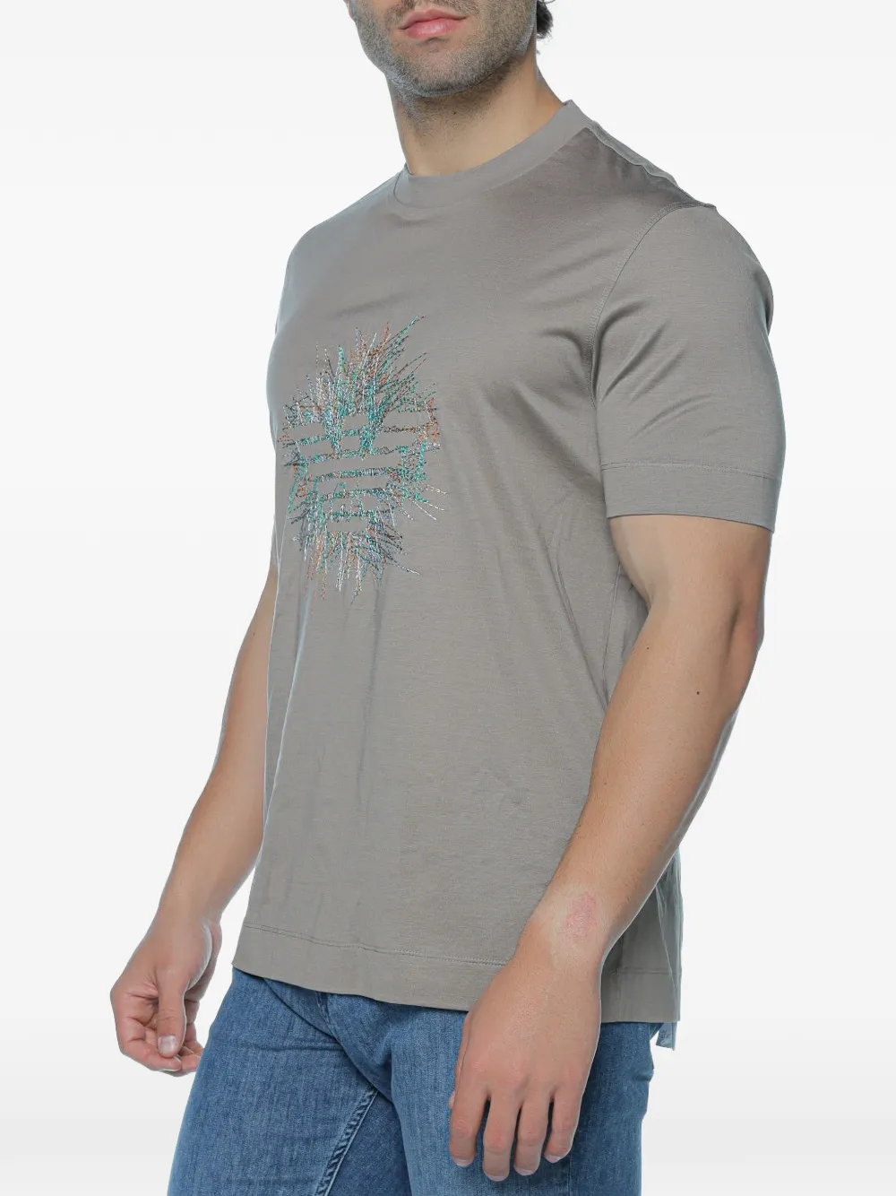 Emporio Armani T-shirt met geborduurd logo Beige