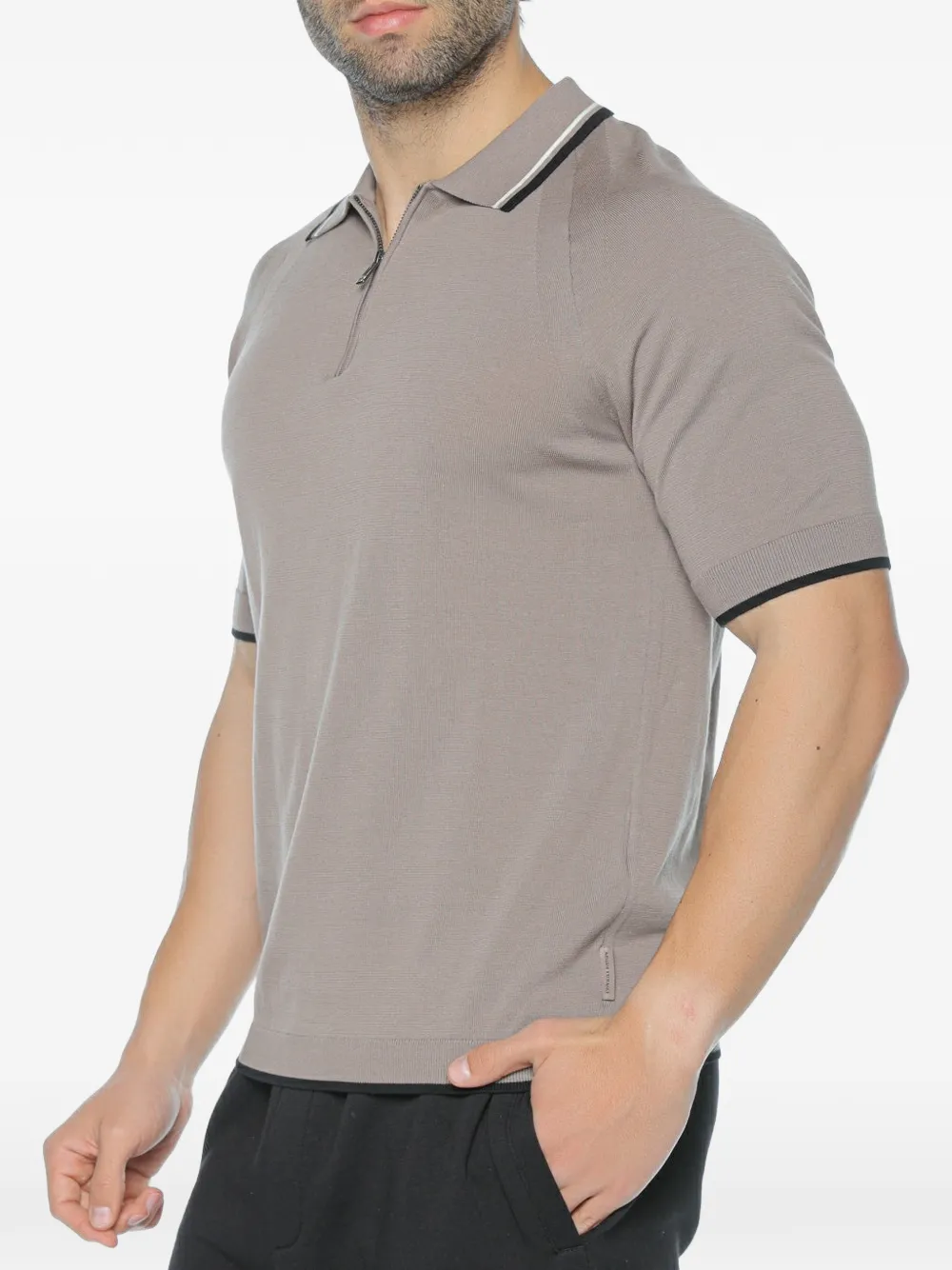 Armani Exchange zip-fastening knit polo shirt - Toni neutri