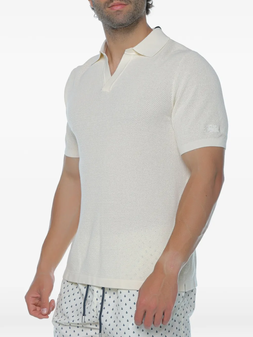 MC2 Saint Barth Sloan T-shirt met mesh textuur en V-hals Wit