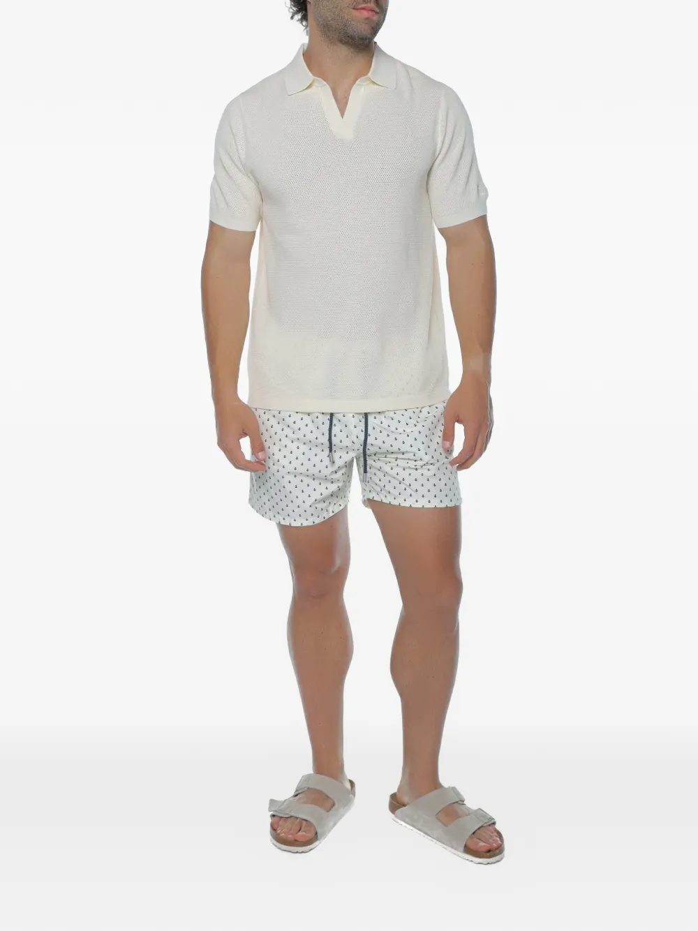 MC2 Saint Barth Sloan T-shirt met mesh textuur en V-hals Wit