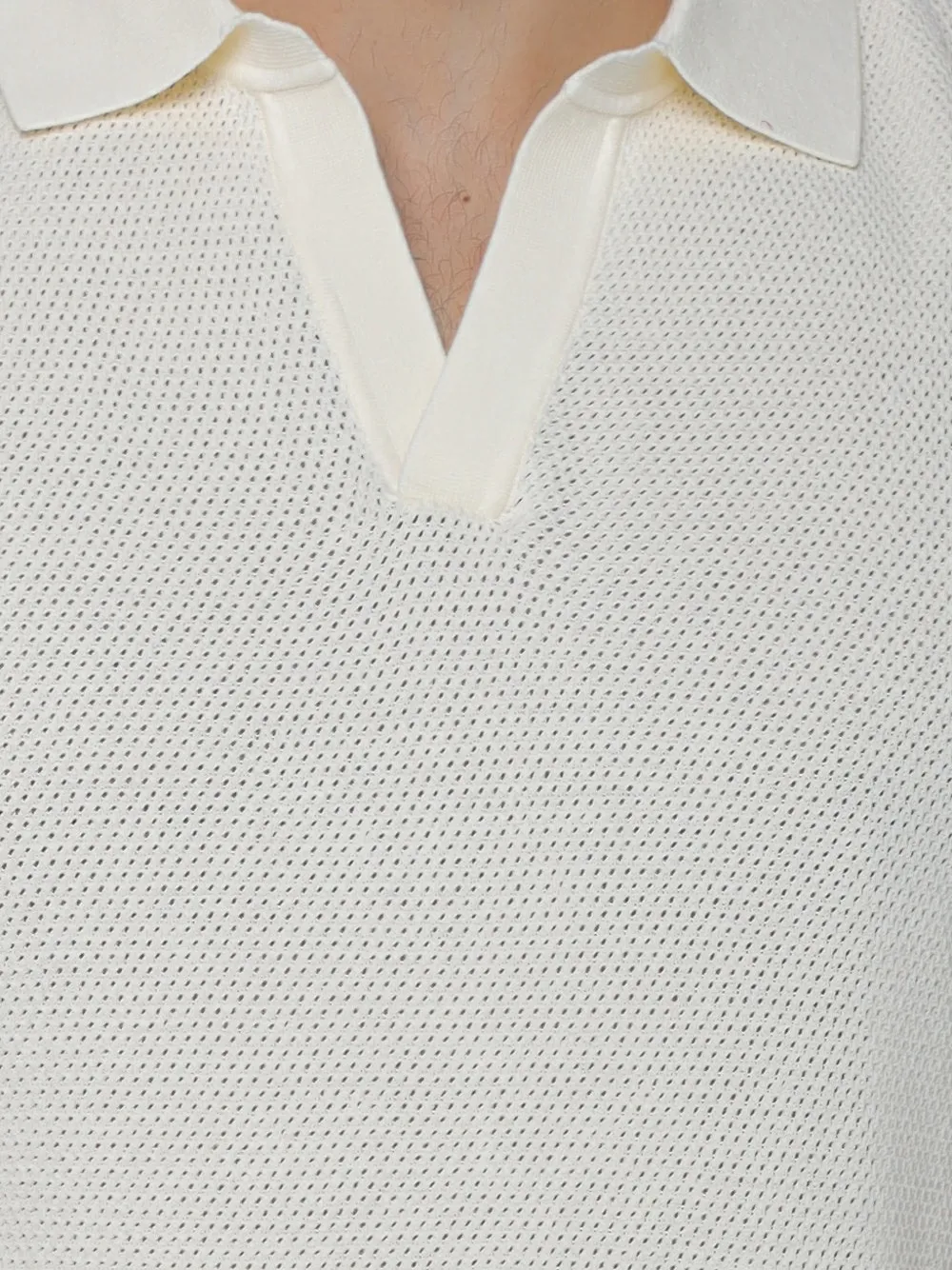MC2 Saint Barth Sloan T-shirt met mesh textuur en V-hals Wit