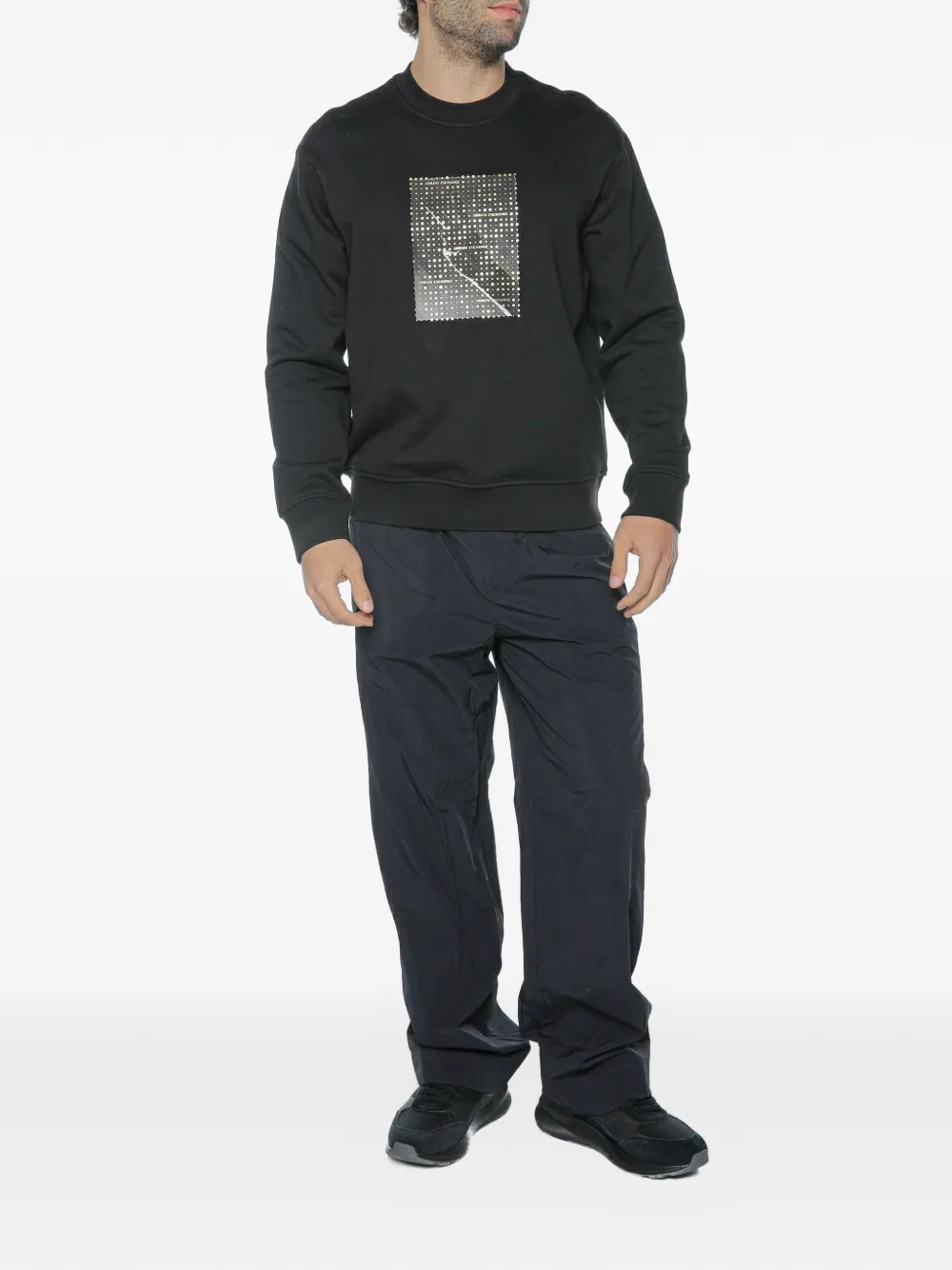 Armani Exchange Sweater met logoprint Zwart