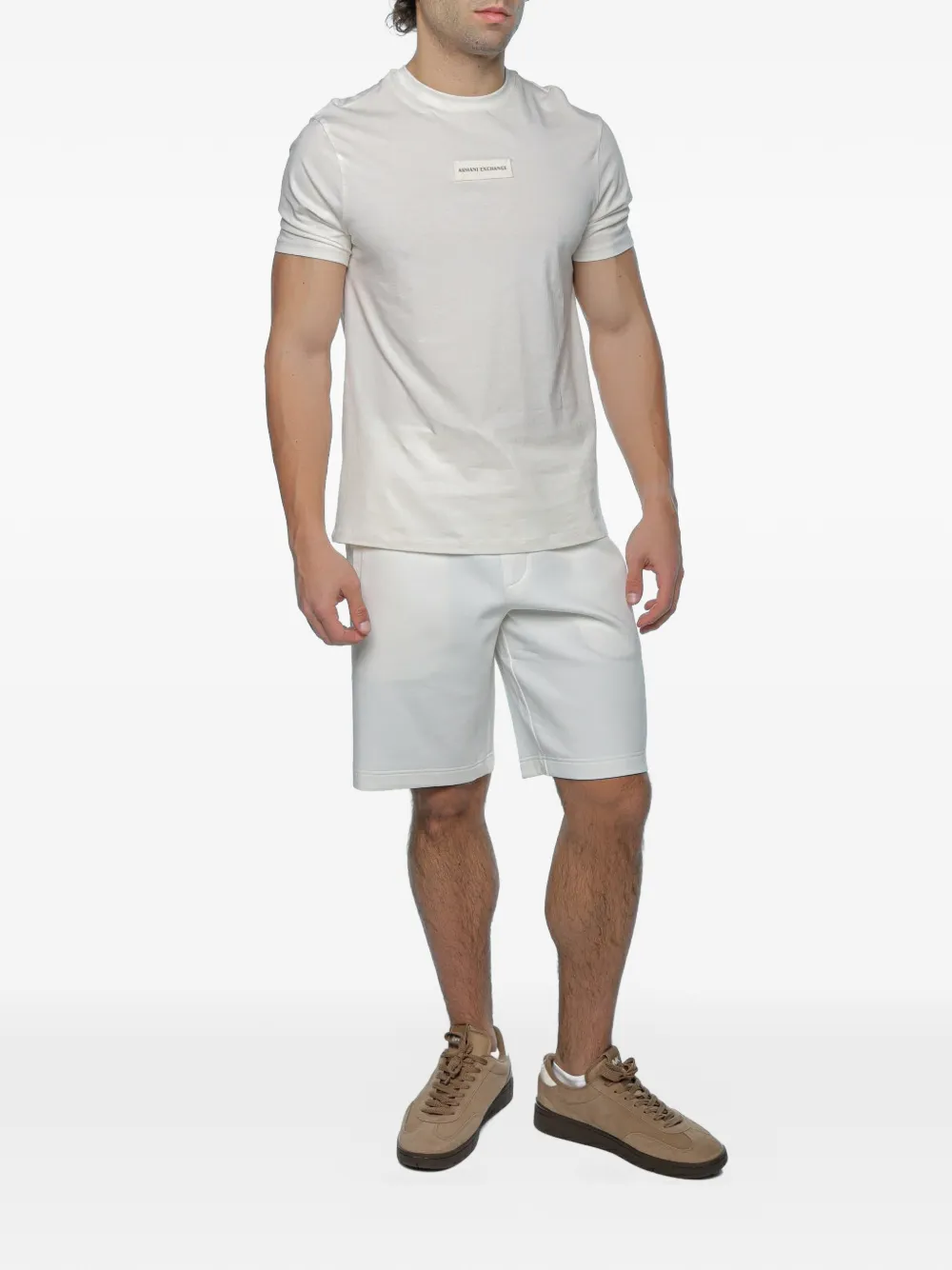 Armani Exchange Trainingsshorts met logoprint en trekkoord Wit