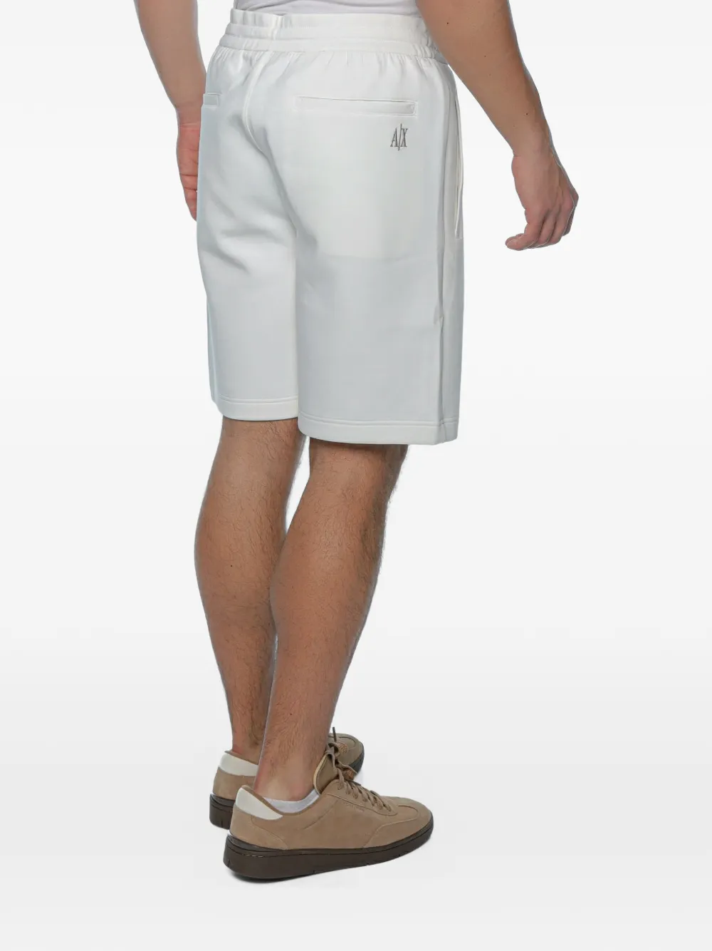 Armani Exchange Trainingsshorts met logoprint en trekkoord Wit
