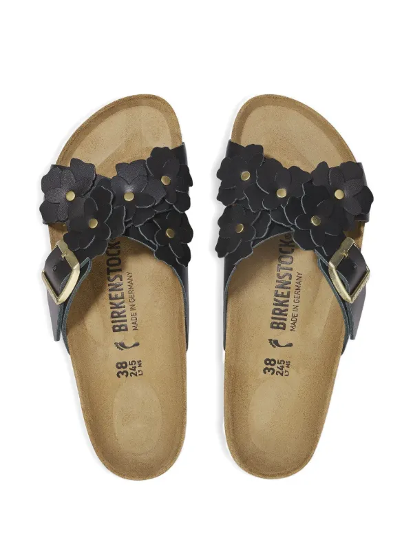 BIRKENSTOCK SienaFlowerⅡ Embellishmen Birkenstock Siena flower-embellished Sandals | Black | FARFETCH