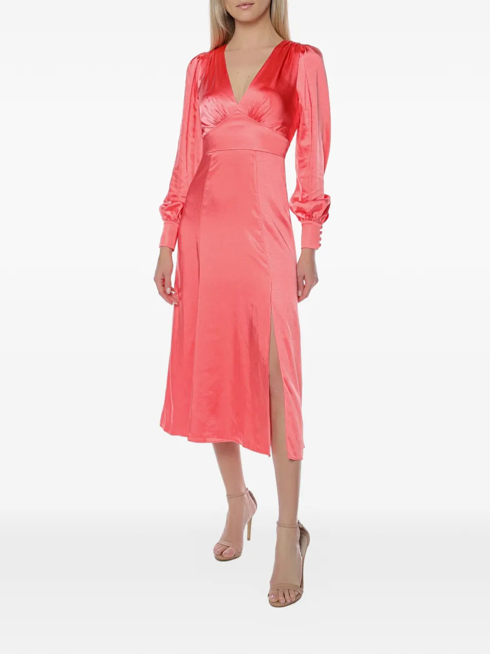 Ted Baker Daniia blouson-sleeve midi dress - Rosso