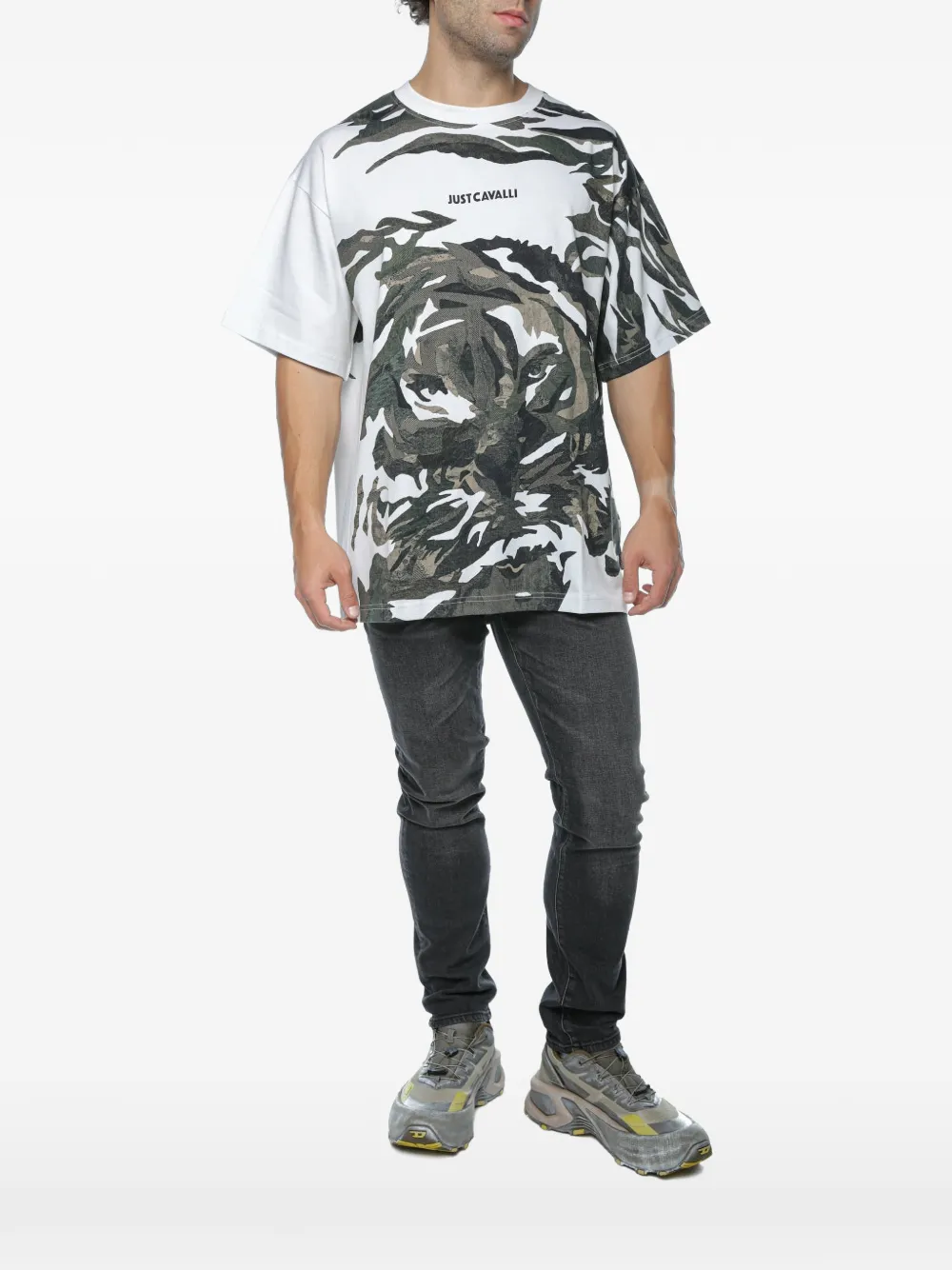 Just Cavalli tiger-print cotton T-shirt - Weiß