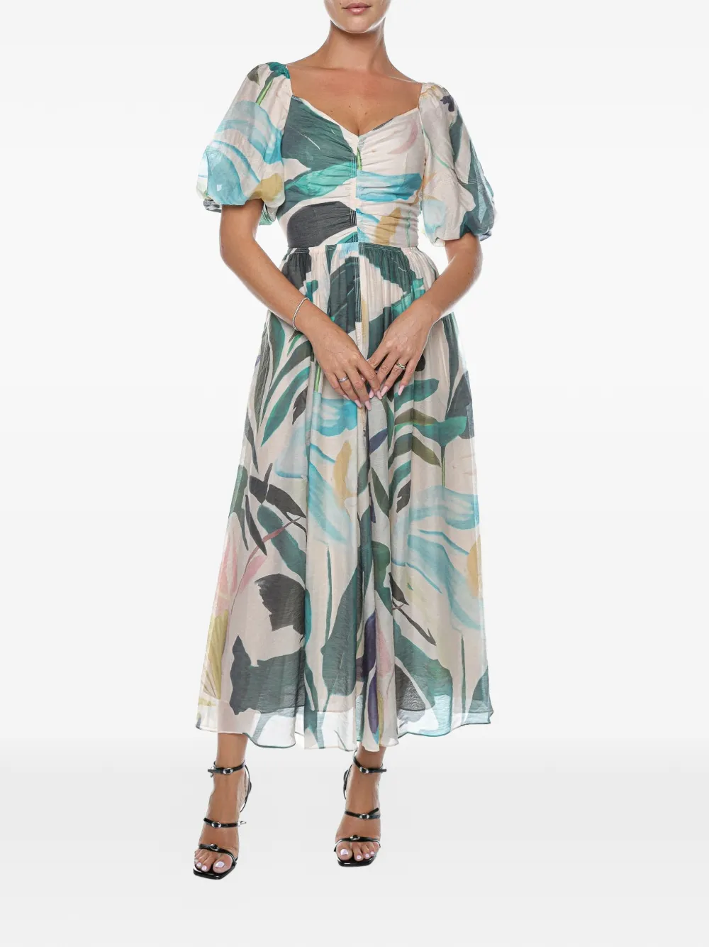 Ted Baker Jurk met pofmouwen en print Wit