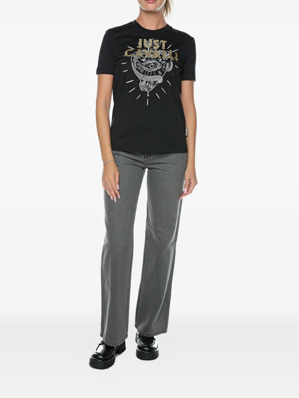 Just Cavalli Heart Tatoo T-shirt Zwart
