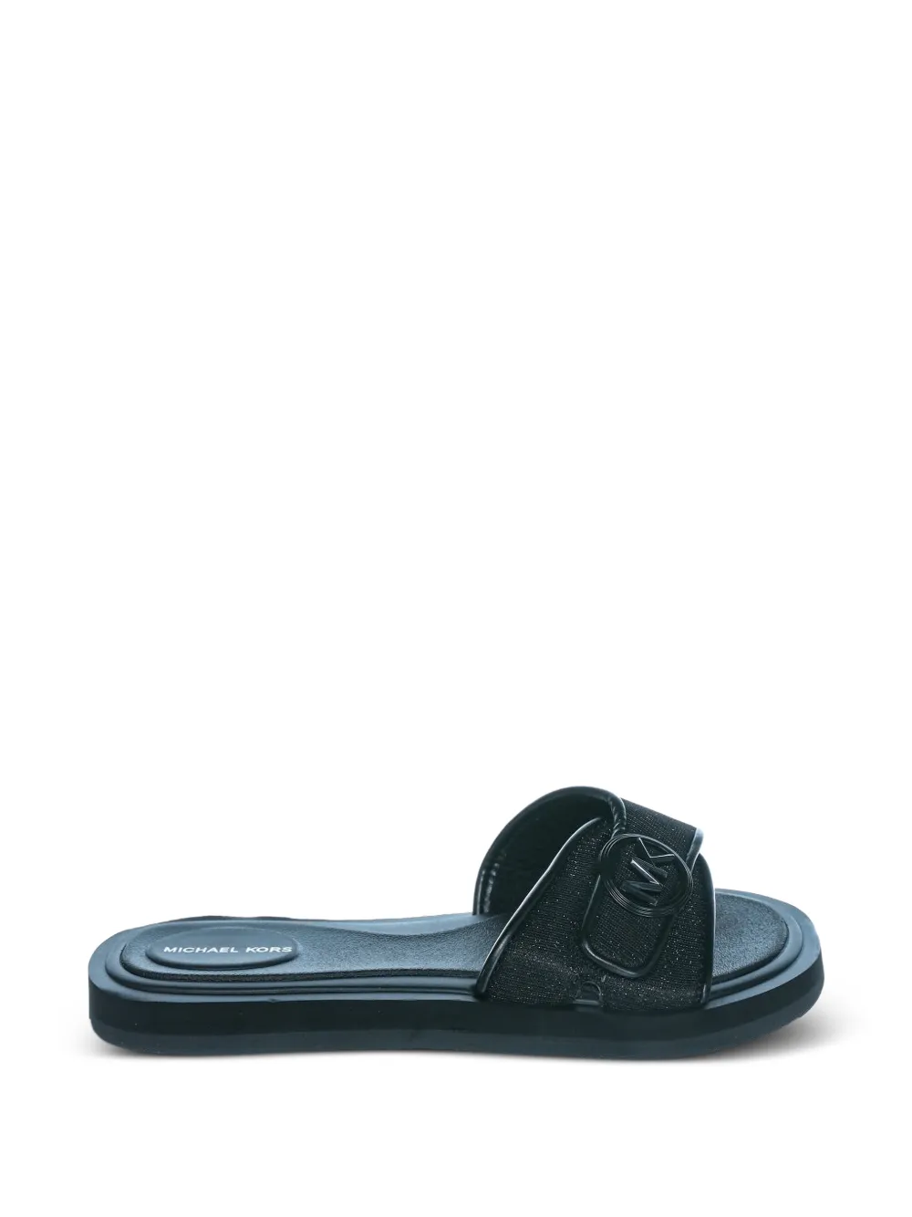 Michael Kors logo-plaque glitter slides - Nero
