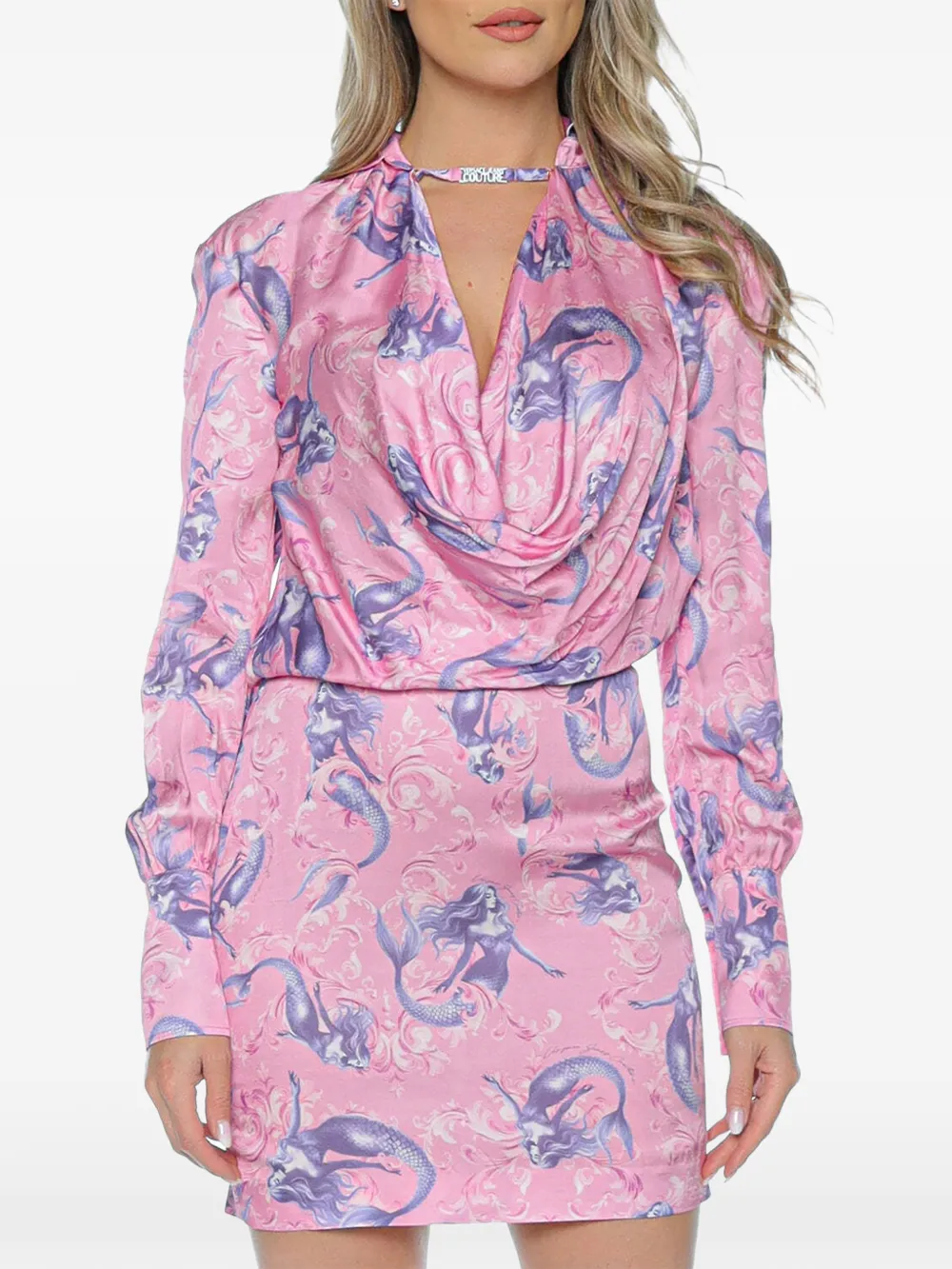 Versace Jeans Couture mini-jurk met zeemeerminprint en col Roze