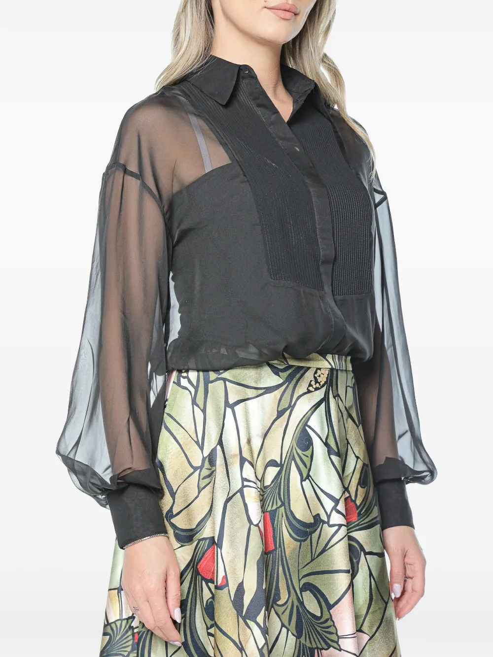 Ted Baker Rasia doorzichtige blouse met bies Zwart