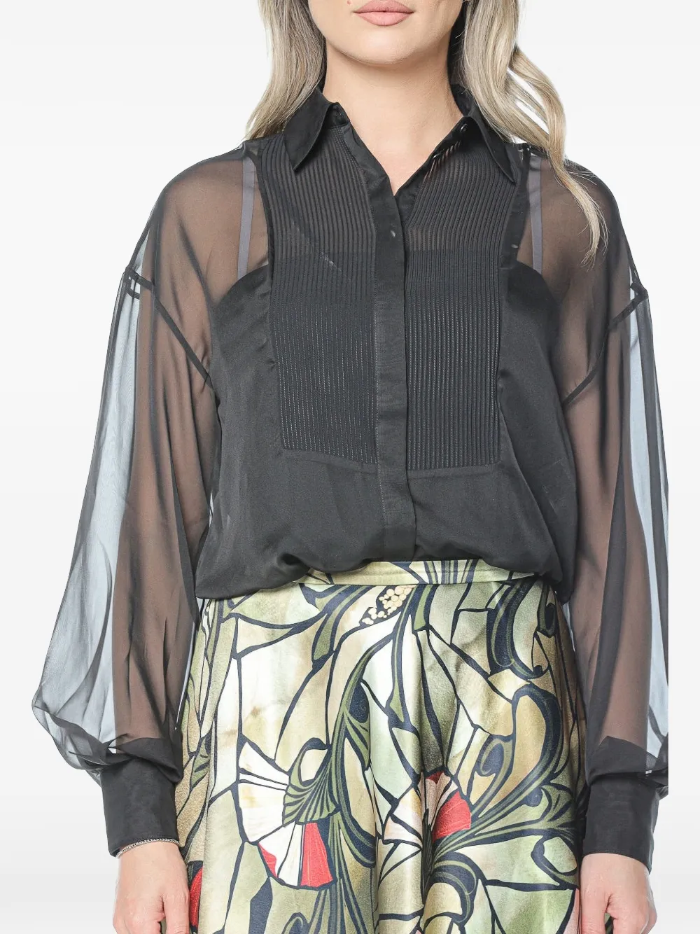 Ted Baker Rasiia bib-detail sheer shirt - Nero