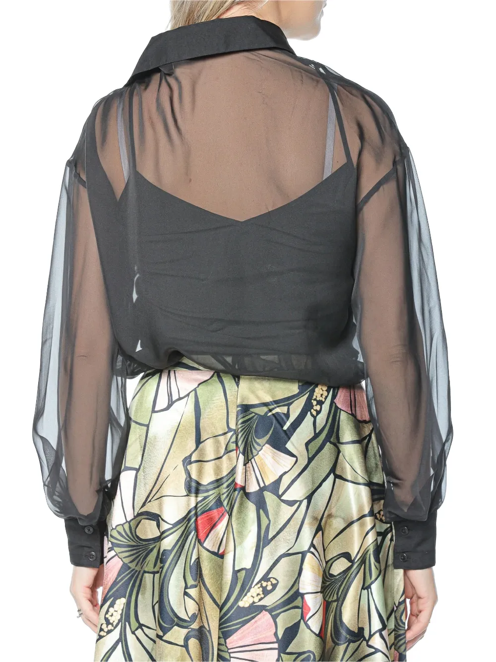 Ted Baker Rasia doorzichtige blouse met bies Zwart