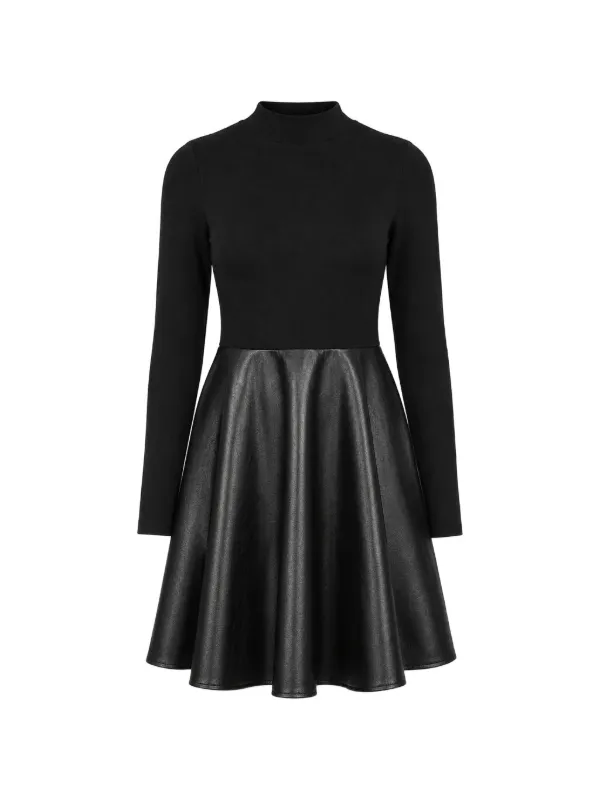 ted baker black cocktail dress MILIOA Knit Faux Leather Illusion Skater Lace dress Revelry Solane Floral Bridesmaid Ecom Style:AP1D105223 65% Viscose Size:L-XXL