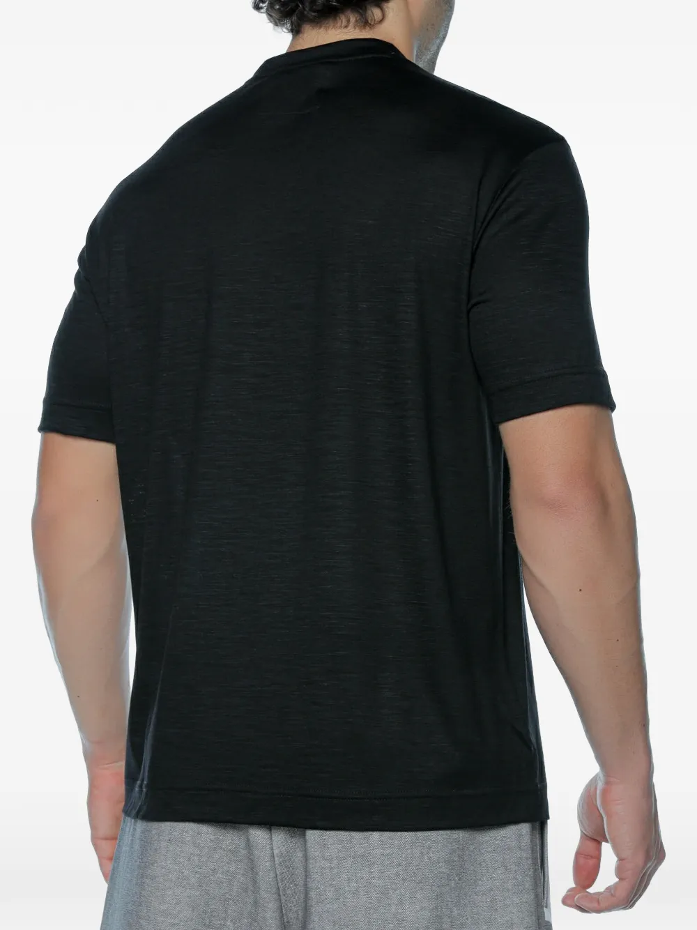 Emporio Armani Wollen T-shirt met geborduurd logo Zwart