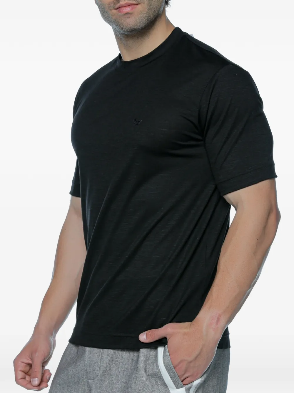 Emporio Armani Wollen T-shirt met geborduurd logo Zwart