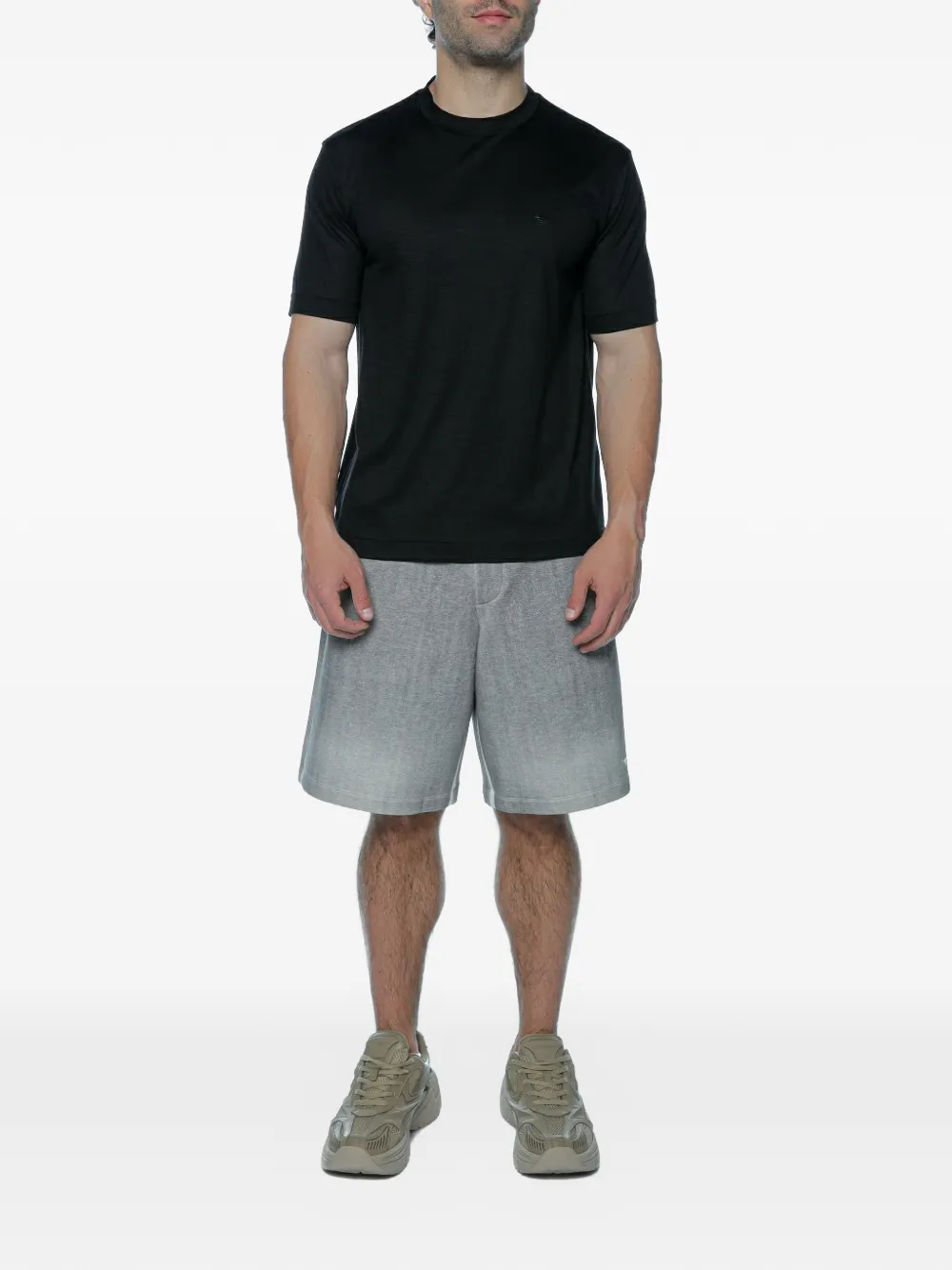Emporio Armani Wollen T-shirt met geborduurd logo Zwart