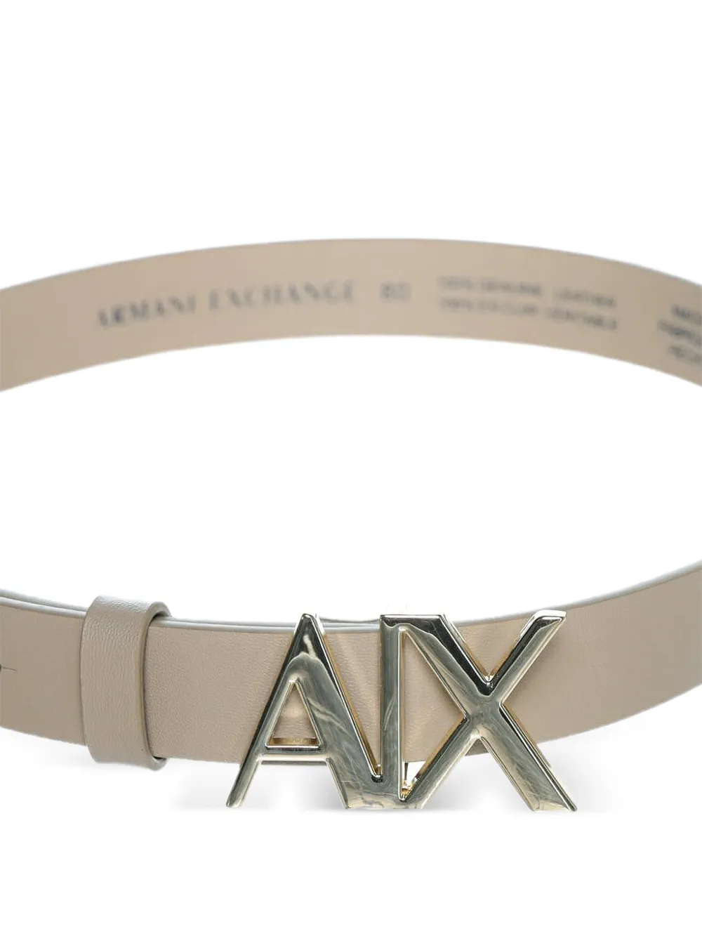 Armani Exchange Leren riem met logoplakkaat Beige