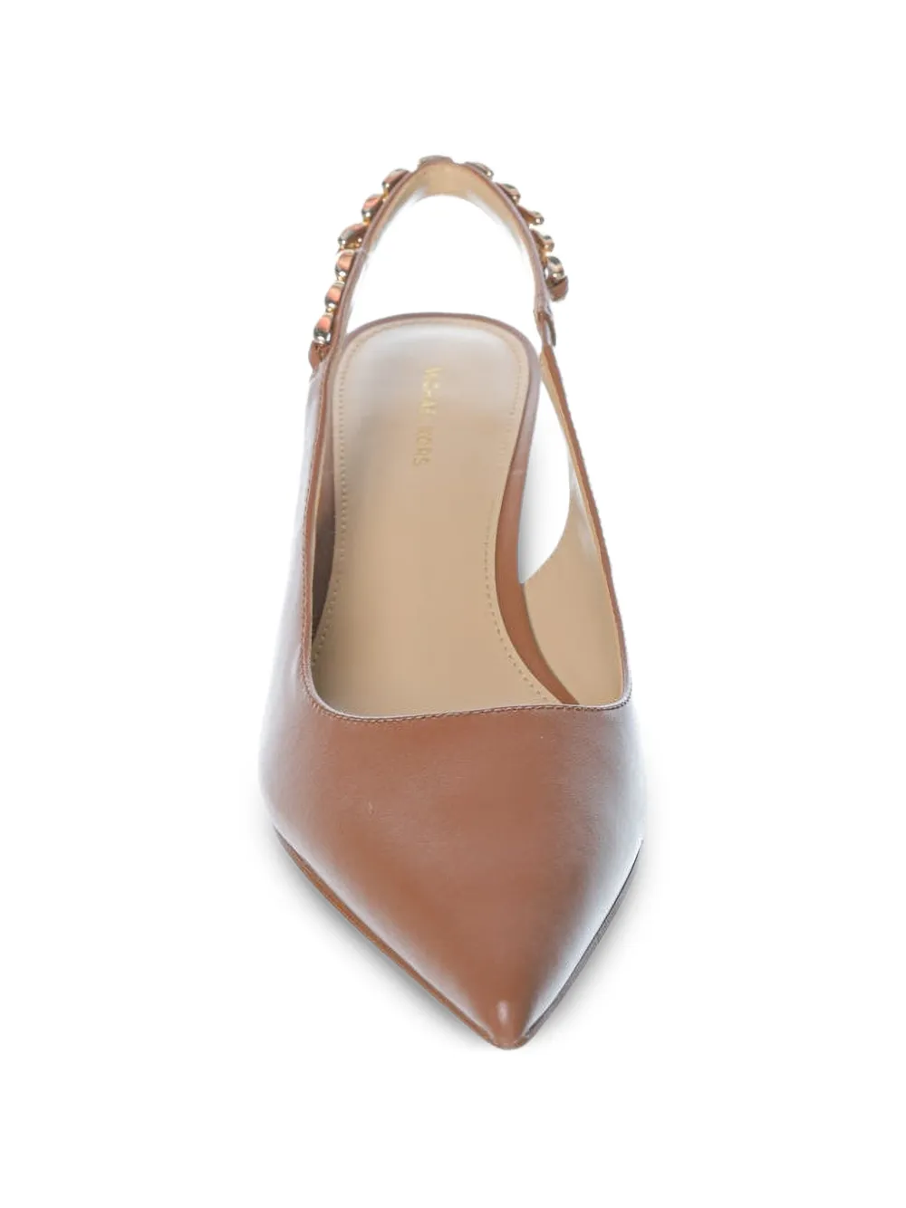 Michael Kors Marcia slingback pumps met schakelketting Bruin