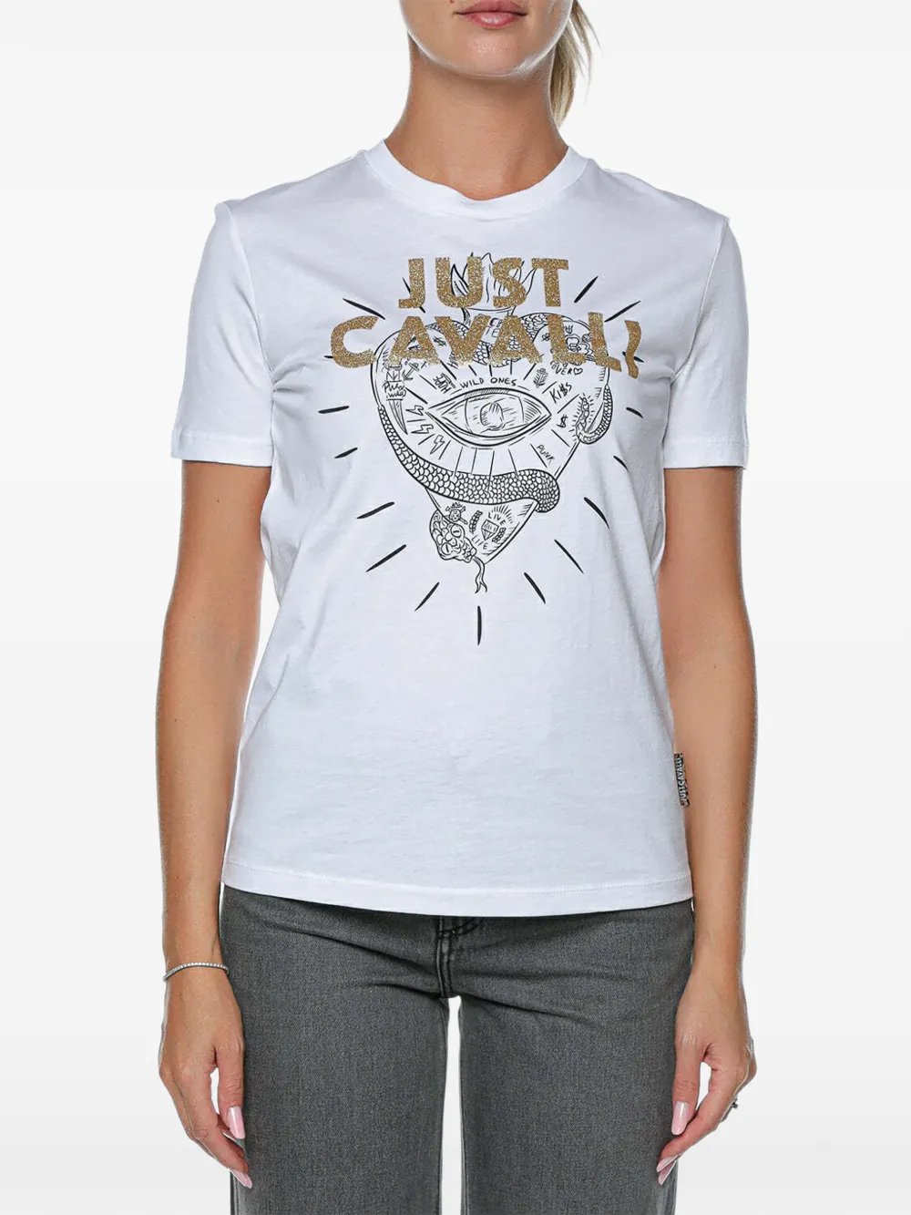Just Cavalli R Heart Tattoo cotton T-shirt - Bianco