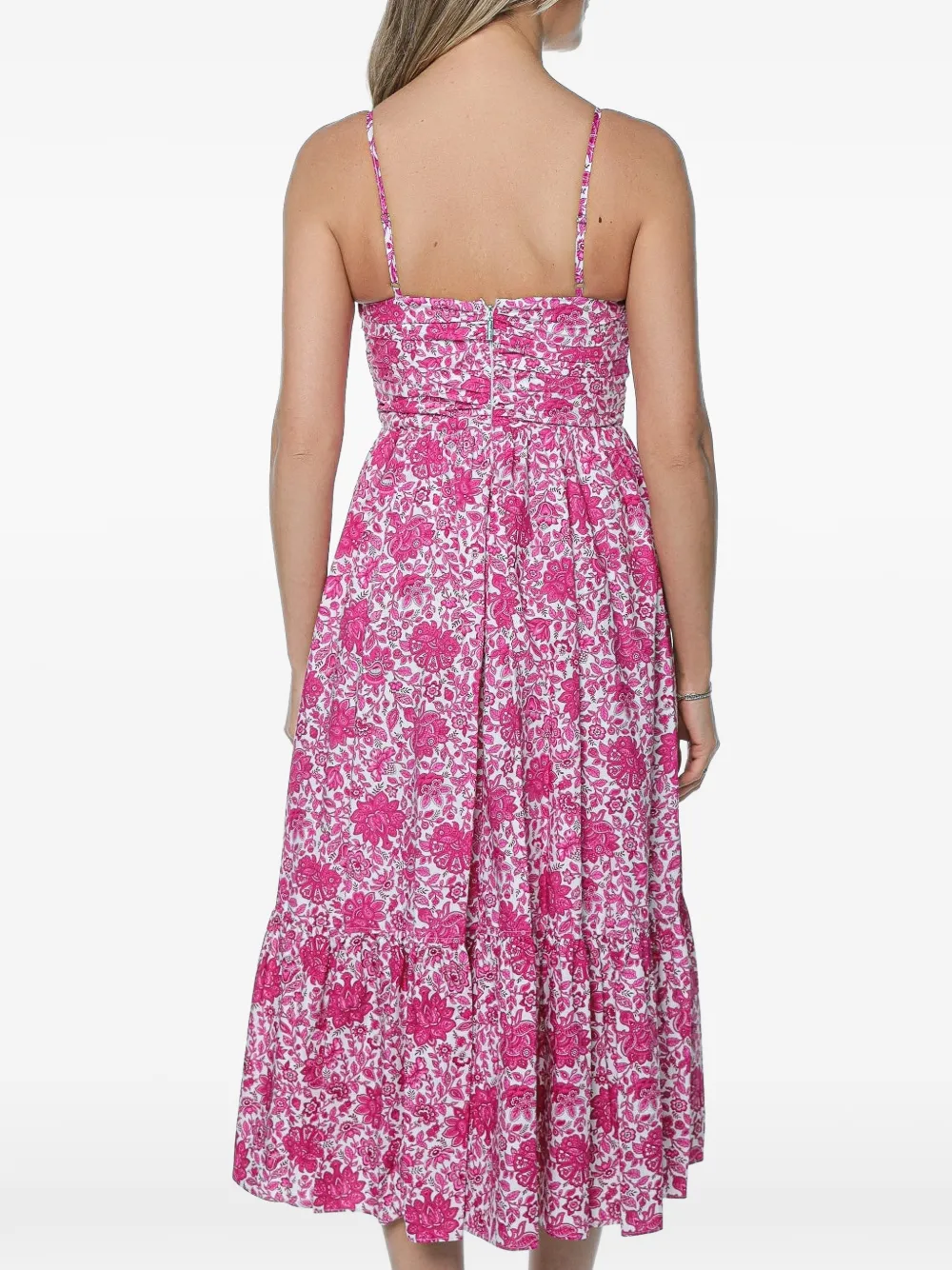 Michael Kors Gelaagde midi-jurk met bloemenprint Roze