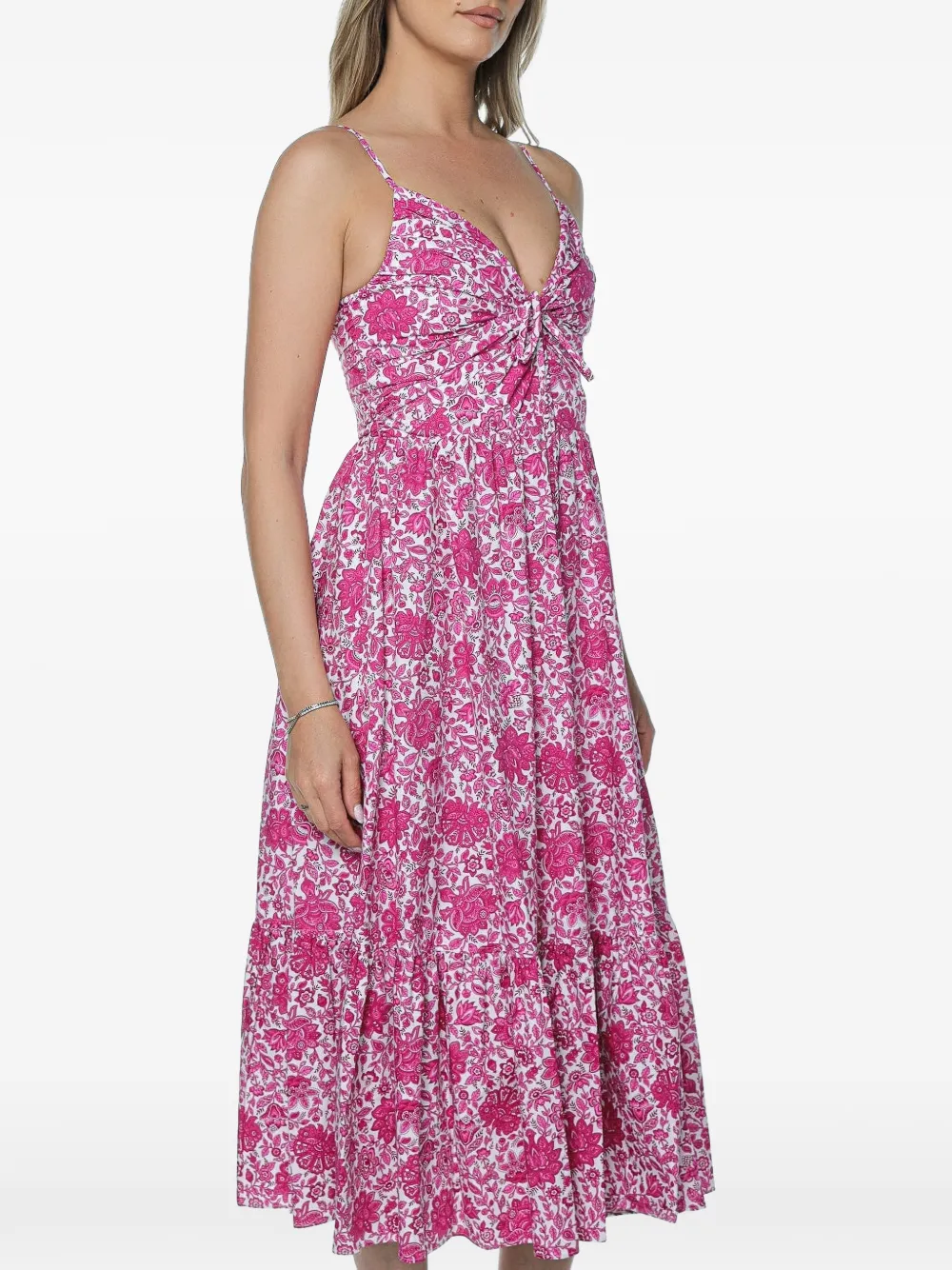 Michael Kors Gelaagde midi-jurk met bloemenprint Roze