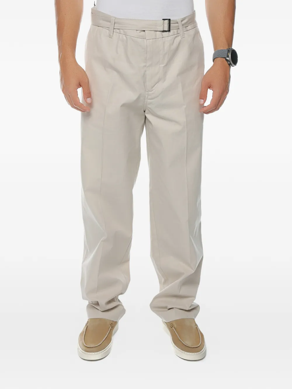 Emporio Armani belted straight-leg trousers - Toni neutri