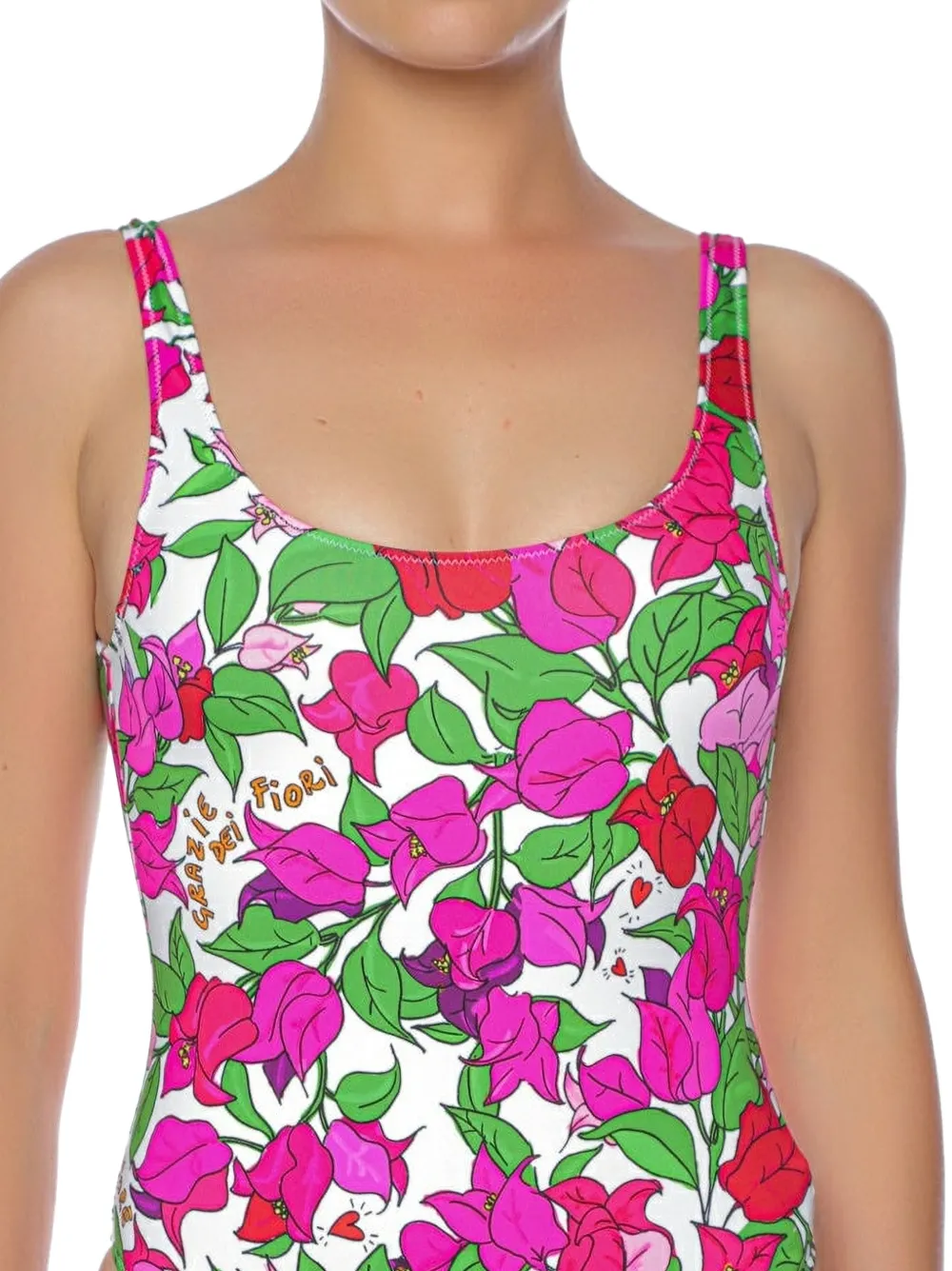 MC2 Saint Barth Lora badpak met bougainvillea-print Wit