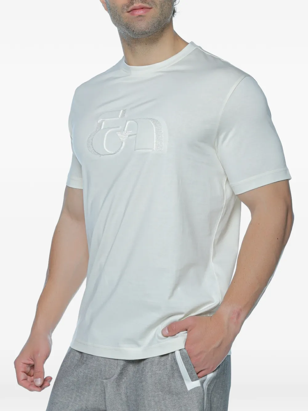 Emporio Armani T-shirt met geborduurd logo Wit