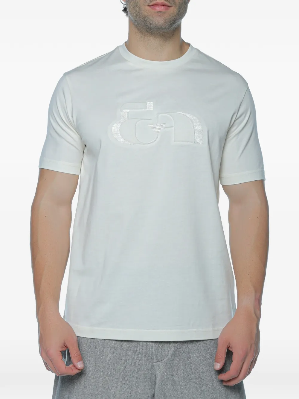 Emporio Armani logo-embroidered T-shirt - Bianco