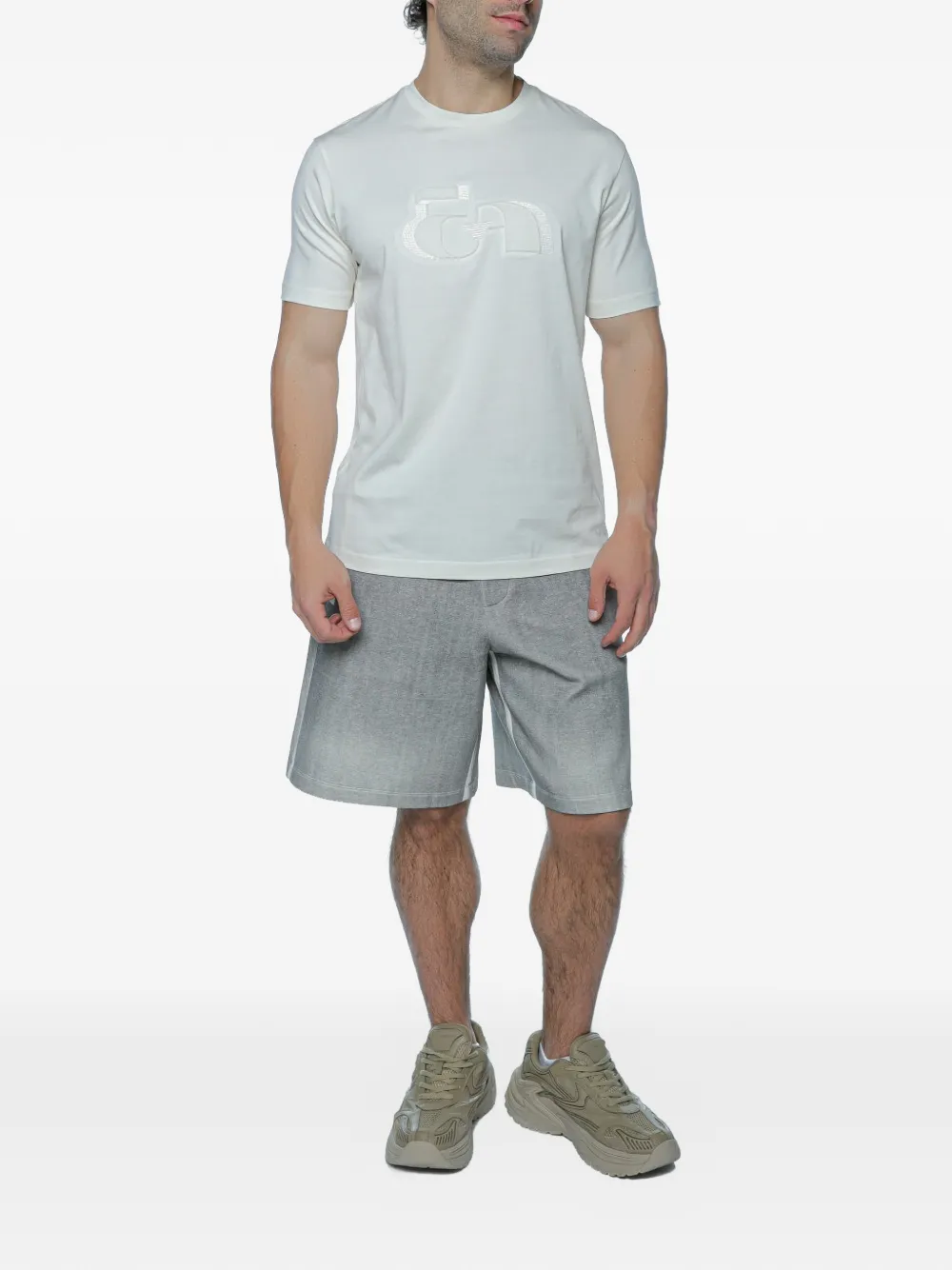 Emporio Armani T-shirt met geborduurd logo Wit