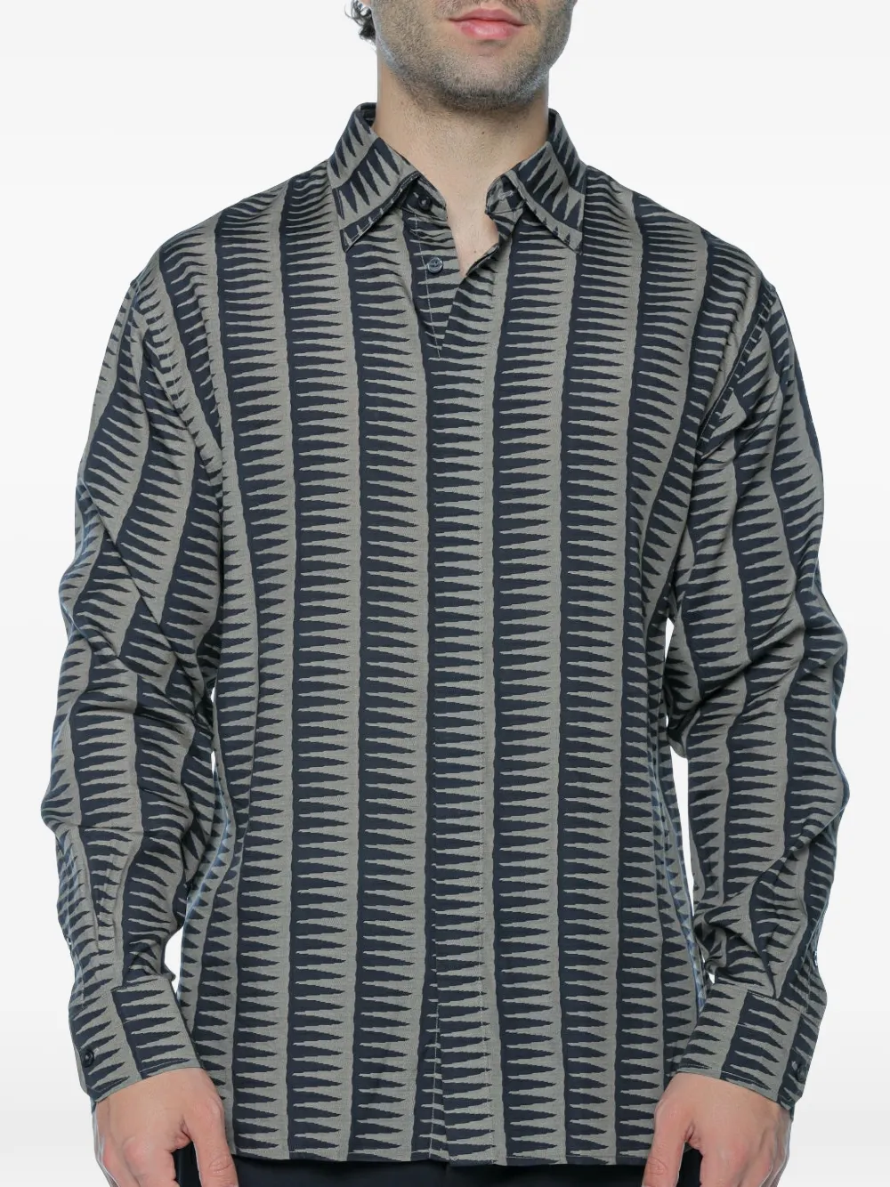 Emporio Armani geometric-print long-sleeve shirt - Toni neutri