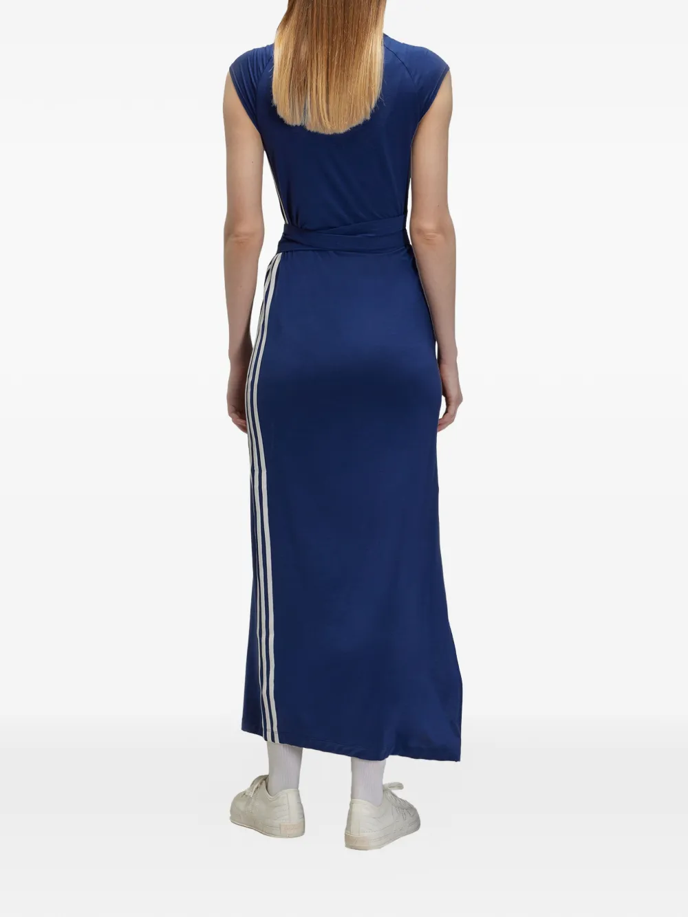Y-3 Jurk met streepdetail en ceintuur Blauw