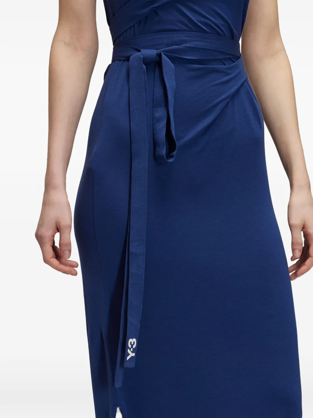 Y-3 Jurk met streepdetail en ceintuur Blauw