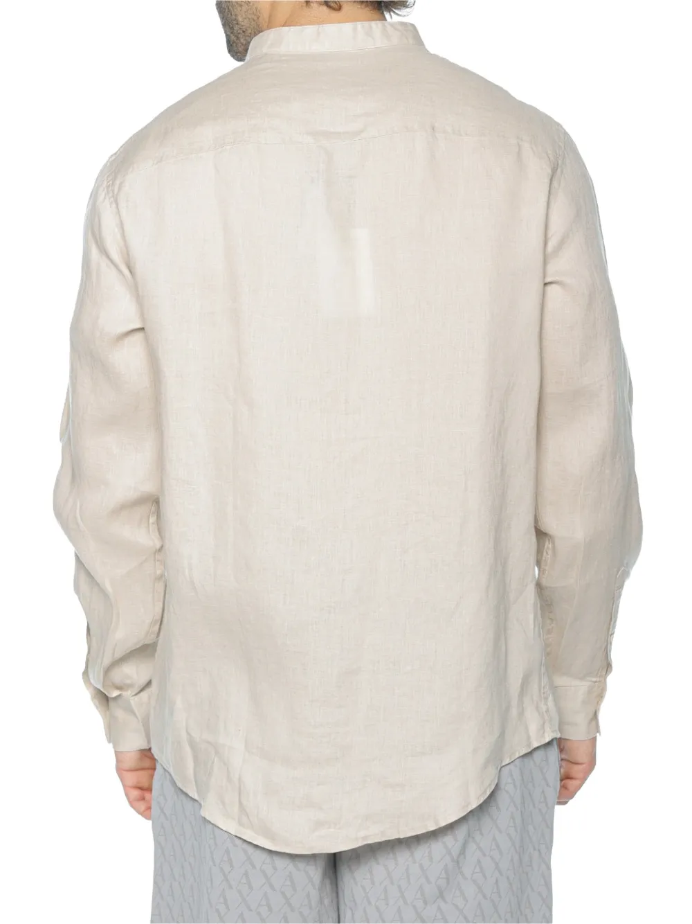 Armani Exchange Overhemd met ronde opstaande kraag Beige