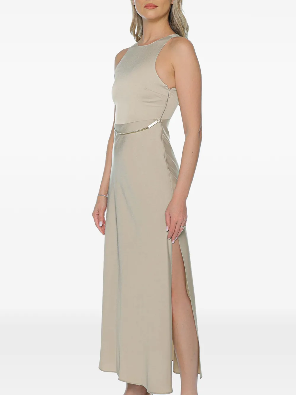 Armani Exchange Jurk met kettingdetail en zijsplit Beige